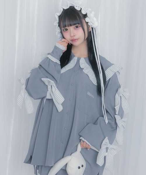 Whinny(ホワイニー)の「Whinny/いい子ちゃんマシンガン(シャツ/ブラウス・レディース・ホワイト/ブラック/グレー・FREE)」の1枚目の写真