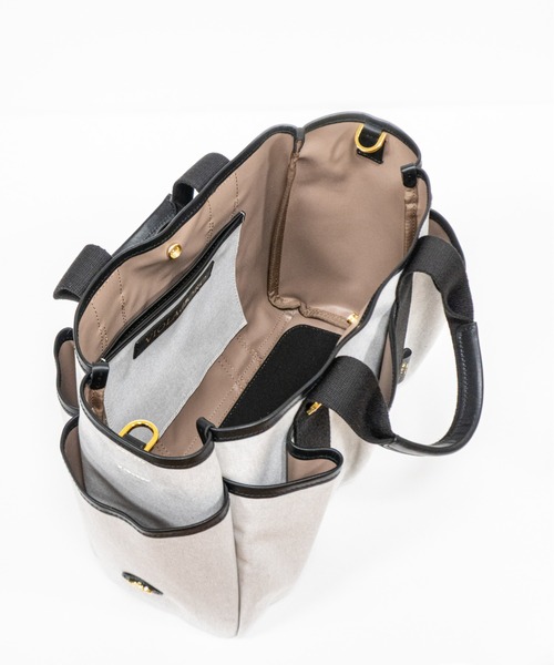VIOLAd'ORO(ヴィオラドーロ)の「【VIOLAd'ORO/ヴィオラドーロ】2WAY ガーデントートバッグ CAMPER(トートバッグ・レディース・ホワイト×ブラック/ブラック×ブラック・FREE)」の3枚目の写真