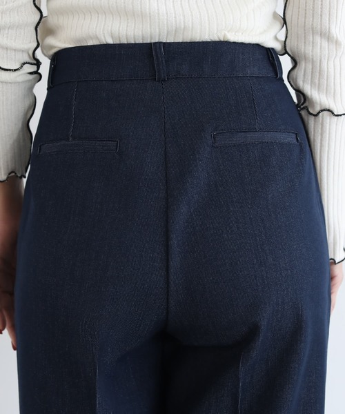 STYLE DELI（スタイルデリ）の「デニム風センターラインストレートパンツ（デニムパンツ・レディース・ネイビー/ブラック・MEDIUM/SMALL/LARGE）」の5枚目の写真