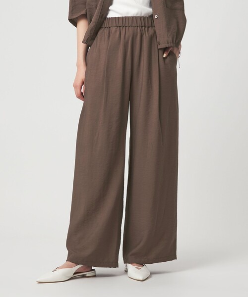 green label relaxing（グリーンレーベルリラクシング）の「［size SHORTあり］【WEB限定】＜at ease＞ドロスト ワイド パンツ（その他パンツ・レディース・ブラウン/その他1/ブラック/ナチュラル・FREE/SHORT）」の3枚目の写真