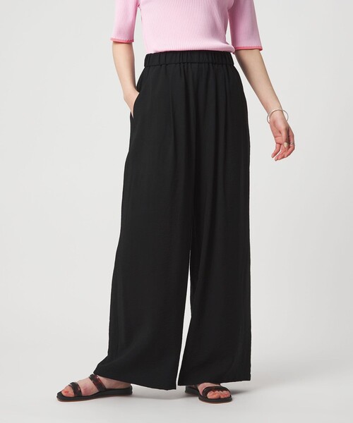 green label relaxing（グリーンレーベルリラクシング）の「［size SHORTあり］【WEB限定】＜at ease＞ドロスト ワイド パンツ（その他パンツ・レディース・ブラウン/その他1/ブラック/ナチュラル・FREE/SHORT）」の2枚目の写真