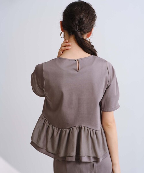 BIANCA(ビアンカ)の「【セットアップ】スムースジャージフリルコンビカットソー(Tシャツ/カットソー・レディース・ブラウン系その他/ブラック/グレー系その他2・38)」の7枚目の写真