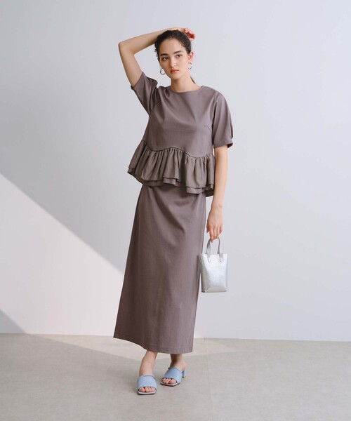 BIANCA(ビアンカ)の「【セットアップ】スムースジャージフリルコンビカットソー(Tシャツ/カットソー・レディース・ブラウン系その他/ブラック/グレー系その他2・38)」の8枚目の写真