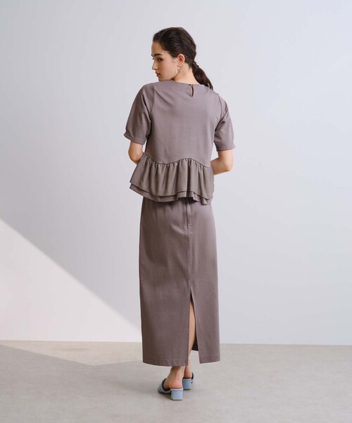 BIANCA(ビアンカ)の「【セットアップ】スムースジャージフリルコンビカットソー(Tシャツ/カットソー・レディース・ブラウン系その他/ブラック/グレー系その他2・38)」の9枚目の写真