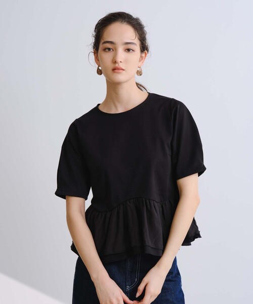 BIANCA(ビアンカ)の「【セットアップ】スムースジャージフリルコンビカットソー(Tシャツ/カットソー・レディース・ブラウン系その他/ブラック/グレー系その他2・38)」の10枚目の写真