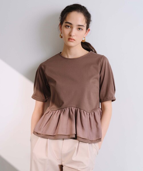 BIANCA(ビアンカ)の「【セットアップ】スムースジャージフリルコンビカットソー(Tシャツ/カットソー・レディース・ブラウン系その他/ブラック/グレー系その他2・38)」の14枚目の写真