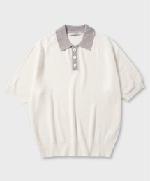 ラグランハーフスリーブカラー ニット_IVORY