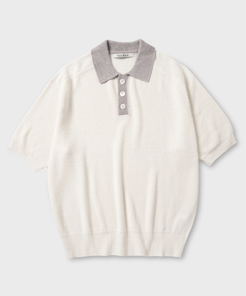 NONBLANK(ノンブランク)の「ラグランハーフスリーブカラー ニット_IVORY(ニット/セーター・レディース・その他・MEDIUM/LARGE/SMALL/X-LARGE)」の1枚目の写真