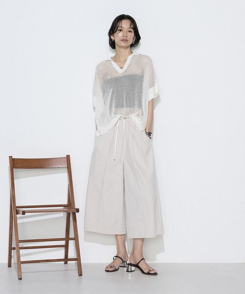 K.T KIYOKO TAKASE（キヨコタカセ）の「リネンメッシュ スキッパープルオーバー（ニット/セーター・レディース・ネイビー/キナリ/オフホワイト・7号/9号）」の4枚目の写真