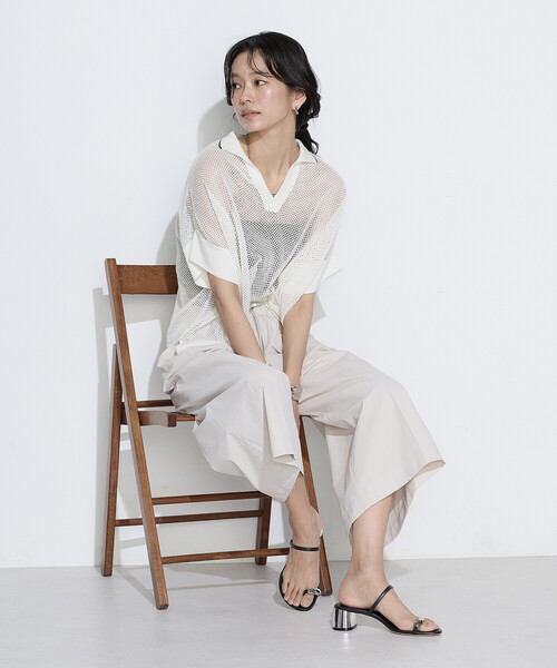 K.T KIYOKO TAKASE（キヨコタカセ）の「リネンメッシュ スキッパープルオーバー（ニット/セーター・レディース・ネイビー/キナリ/オフホワイト・7号/9号）」の5枚目の写真