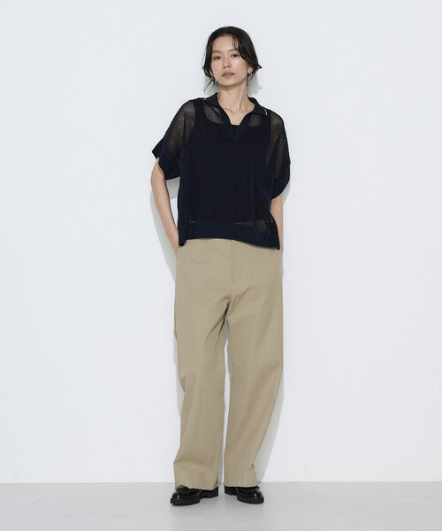 K.T KIYOKO TAKASE（キヨコタカセ）の「リネンメッシュ スキッパープルオーバー（ニット/セーター・レディース・ネイビー/キナリ/オフホワイト・7号/9号）」の11枚目の写真