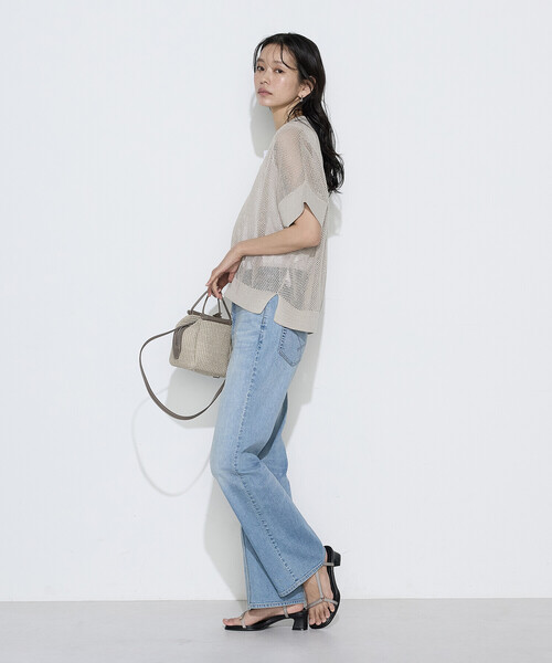 K.T KIYOKO TAKASE（キヨコタカセ）の「リネンメッシュ スキッパープルオーバー（ニット/セーター・レディース・ネイビー/キナリ/オフホワイト・7号/9号）」の17枚目の写真