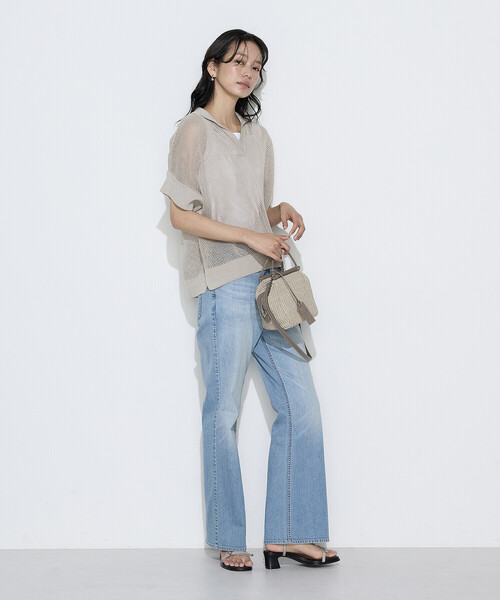 K.T KIYOKO TAKASE（キヨコタカセ）の「リネンメッシュ スキッパープルオーバー（ニット/セーター・レディース・ネイビー/キナリ/オフホワイト・7号/9号）」の18枚目の写真