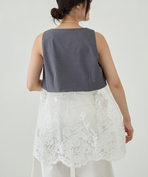 IENA LA BOUCLE(イエナラブークル)の「IENA LA BOUCLE チュールレースノースリーブベスト(ベスト・レディース・ベージュ系その他/グレー・FREE)」の7枚目の写真
