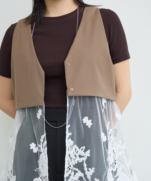 IENA LA BOUCLE(イエナラブークル)の「IENA LA BOUCLE チュールレースノースリーブベスト(ベスト・レディース・ベージュ系その他/グレー・FREE)」の20枚目の写真