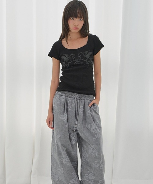 FANCY CLUB（ファンシークラブ）の「FANCY CLUB／ペガサスリブT（Tシャツ/カットソー・レディース・ナチュラル/ブラック・FREE）」の9枚目の写真