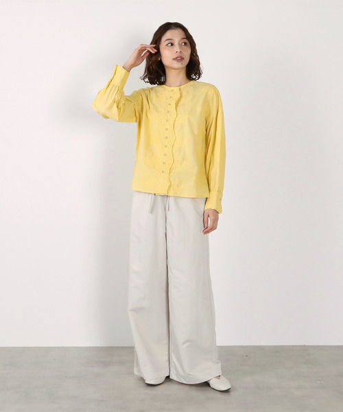 LOGEMENT DE CLAIRE（ロジュモンドクレール）の「【LOURMARIN】バンドカラーレースシャツ（シャツ/ブラウス・レディース・ライトグレー/イエロー/ネイビー・FREE）」の10枚目の写真