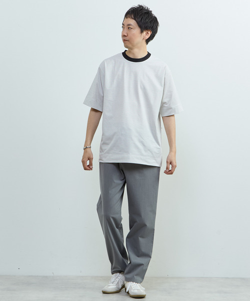 MEN'S MELROSE(メンズメルローズ)の「マイクロボーダークルーネックTシャツ | 吸水速乾 / 軽量 / UVカット(Tシャツ/カットソー・メンズ・ブラック/ホワイト/ブラウン・3/2/4)」の15枚目の写真