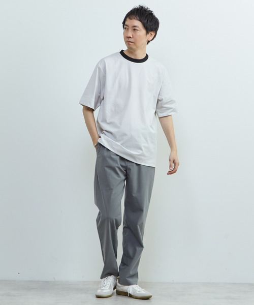 MEN'S MELROSE(メンズメルローズ)の「マイクロボーダークルーネックTシャツ | 吸水速乾 / 軽量 / UVカット(Tシャツ/カットソー・メンズ・ブラック/ホワイト/ブラウン・3/2/4)」の16枚目の写真