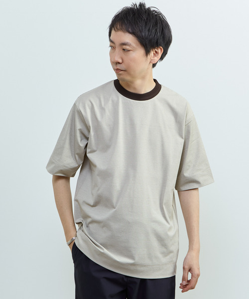 MEN'S MELROSE(メンズメルローズ)の「マイクロボーダークルーネックTシャツ | 吸水速乾 / 軽量 / UVカット(Tシャツ/カットソー・メンズ・ブラック/ホワイト/ブラウン・3/2/4)」の17枚目の写真