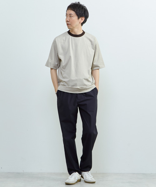MEN'S MELROSE(メンズメルローズ)の「マイクロボーダークルーネックTシャツ | 吸水速乾 / 軽量 / UVカット(Tシャツ/カットソー・メンズ・ブラック/ホワイト/ブラウン・3/2/4)」の20枚目の写真