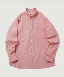 ease（イーズ）の「ウォッシュドボタンダウンストライプシャツ_レッド（シャツ/ブラウス）」