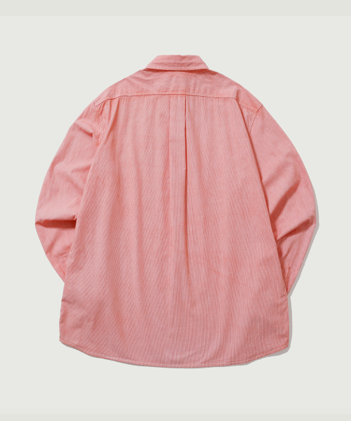 ease（イーズ）の「ウォッシュドボタンダウンストライプシャツ_レッド（シャツ/ブラウス・メンズ・その他・MEDIUM/LARGE）」の2枚目の写真