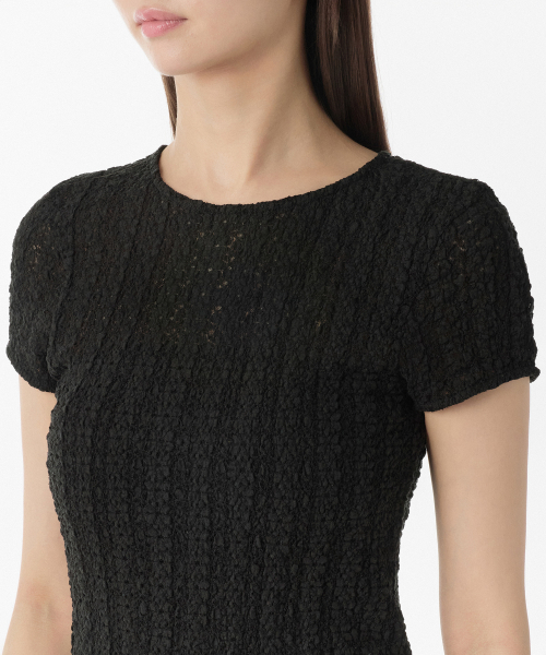 MUSINSA STANDARD WOMAN（ムシンサスタンダードウーマン）の「ウィメンズフローラルレーススリムTシャツ[ブラック]（Tシャツ/カットソー・レディース・その他・X-SMALL/SMALL/MEDIUM/LARGE）」の3枚目の写真
