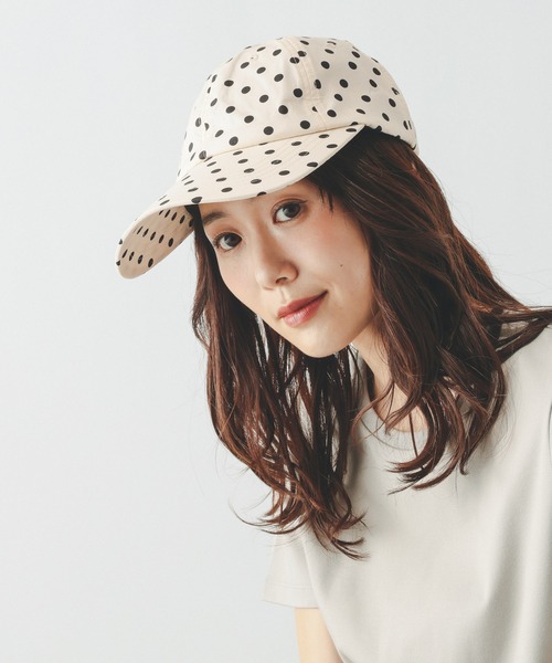 GLOBAL WORK(グローバルワーク)の「UV遮熱ドットCAP/659096(キャップ・レディース・オフホワイト/ブラック/ライトグレー・FREE)」の2枚目の写真