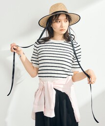 【WEB限定/大人気シリーズ】FR刺しゅうケーブル柄半袖プルオーバーニット