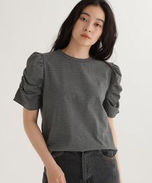 【daily CLIP】ボーダーパフスリーブTシャツ