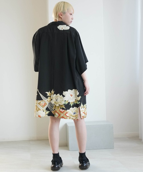 utatane(ウタタネ)の「着物リメイク maison utatane シャツ/ブラウス 扇影の華(シャツ/ブラウス・レディース・ブラック・FREE)」の6枚目の写真