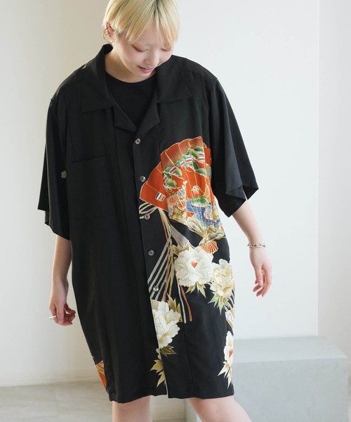 utatane(ウタタネ)の「着物リメイク maison utatane シャツ/ブラウス 扇影の華(シャツ/ブラウス・レディース・ブラック・FREE)」の12枚目の写真