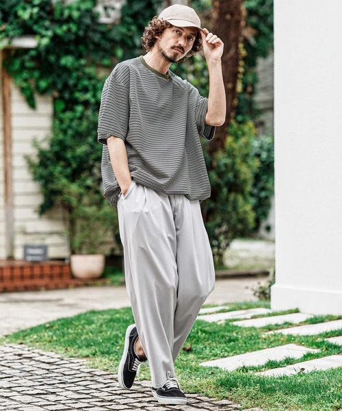 CAMBIO(カンビオ)の「mp15001- 2 way Stretch Mini Ripstop Wide Straight Pants ワイドストレートパンツ(S69526cmb)(その他パンツ・メンズ・ブラック/ライトグレー・L/M/S)」の6枚目の写真
