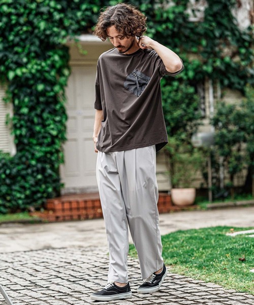 CAMBIO(カンビオ)の「mp15001- 2 way Stretch Mini Ripstop Wide Straight Pants ワイドストレートパンツ(S69526cmb)(その他パンツ・メンズ・ブラック/ライトグレー・L/M/S)」の7枚目の写真
