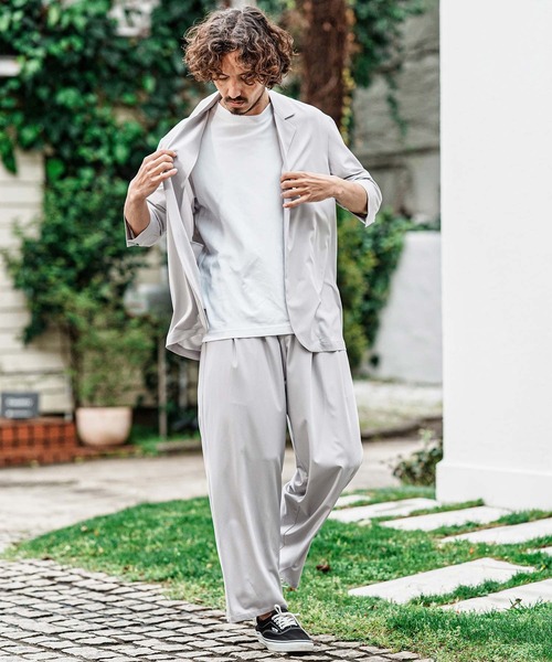 CAMBIO(カンビオ)の「mp15001- 2 way Stretch Mini Ripstop Wide Straight Pants ワイドストレートパンツ(S69526cmb)(その他パンツ・メンズ・ブラック/ライトグレー・L/M/S)」の8枚目の写真