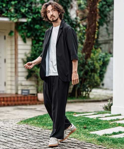 CAMBIO(カンビオ)の「mp15001- 2 way Stretch Mini Ripstop Wide Straight Pants ワイドストレートパンツ(S69526cmb)(その他パンツ・メンズ・ブラック/ライトグレー・L/M/S)」の12枚目の写真