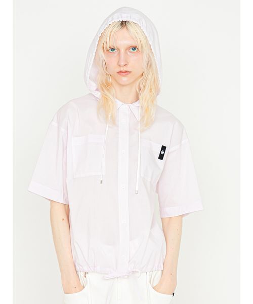 SORIN(ソリン )の「Half Sleeves Hoodie Shirt/ハーフスリーブ フーディーシャツ(シャツ/ブラウス・レディース・ブルー/ホワイト/チェック・38)」の1枚目の写真