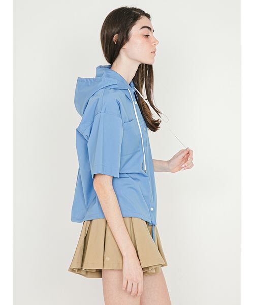 SORIN(ソリン )の「Half Sleeves Hoodie Shirt/ハーフスリーブ フーディーシャツ(シャツ/ブラウス・レディース・ブルー/ホワイト/チェック・38)」の7枚目の写真