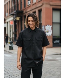 セール】【Dickies】コットンダンプオープンカラークロップドシャツ