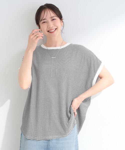 SHOO・LA・RUE（シューラルー）の「【洗濯機可/体型カバー】ゆるさら快適 柄アソートしぼしぼドルマンTシャツ（Tシャツ/カットソー・レディース・チャコール/ホワイト系5/ホワイト/ライトブルー/ブラウン系その他/ブラック・00）」の21枚目の写真
