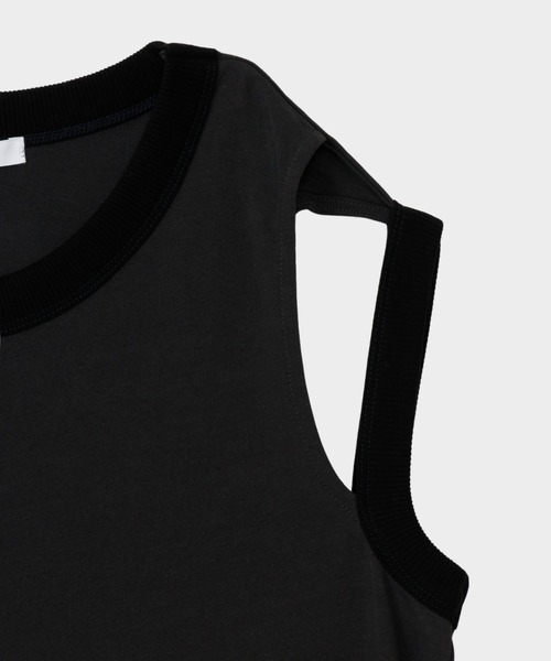 CINOH(チノ)の「RINGER TANK TOP(タンクトップ・レディース・ホワイト系その他/サックスブルー/チャコールグレー・38/36)」の6枚目の写真