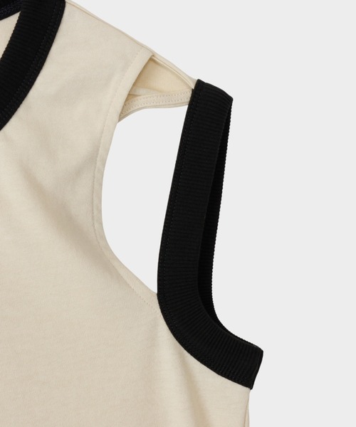 CINOH(チノ)の「RINGER TANK TOP(タンクトップ・レディース・ホワイト系その他/サックスブルー/チャコールグレー・38/36)」の10枚目の写真
