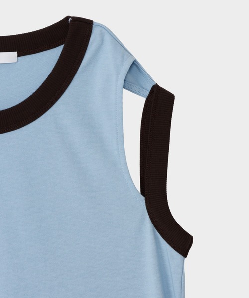 CINOH(チノ)の「RINGER TANK TOP(タンクトップ・レディース・ホワイト系その他/サックスブルー/チャコールグレー・38/36)」の14枚目の写真