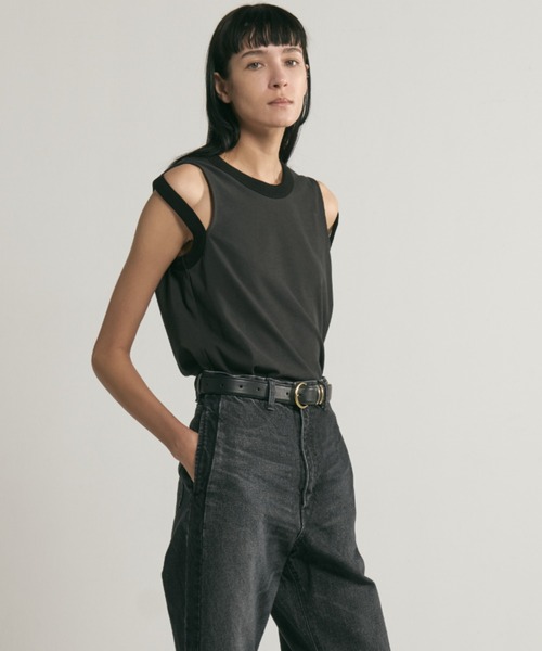 CINOH(チノ)の「RINGER TANK TOP(タンクトップ・レディース・ホワイト系その他/サックスブルー/チャコールグレー・38/36)」の16枚目の写真