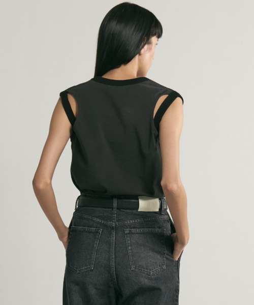 CINOH(チノ)の「RINGER TANK TOP(タンクトップ・レディース・ホワイト系その他/サックスブルー/チャコールグレー・38/36)」の18枚目の写真