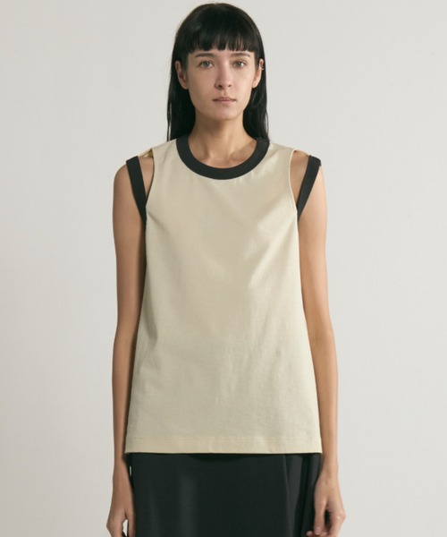 CINOH(チノ)の「RINGER TANK TOP(タンクトップ・レディース・ホワイト系その他/サックスブルー/チャコールグレー・38/36)」の20枚目の写真
