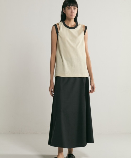 CINOH(チノ)の「RINGER TANK TOP(タンクトップ・レディース・ホワイト系その他/サックスブルー/チャコールグレー・38/36)」の21枚目の写真