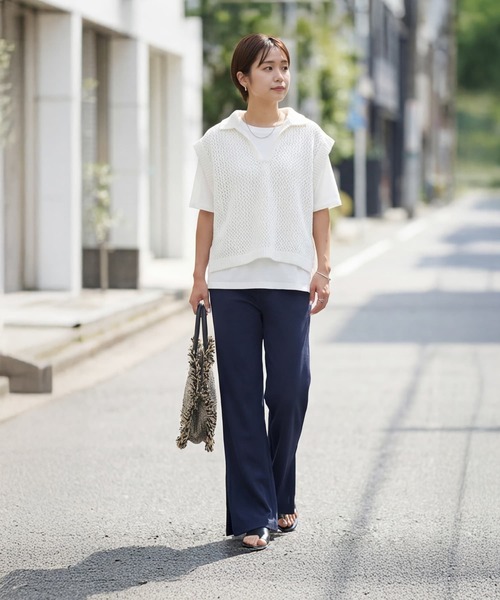 STYLE DELI(スタイルデリ)の「【selection】襟付きメッシュニットベスト(ベスト・レディース・ブラック/ナチュラル/ホワイト・FREE)」の13枚目の写真