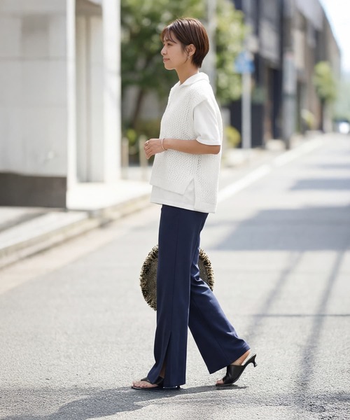 STYLE DELI(スタイルデリ)の「【selection】襟付きメッシュニットベスト(ベスト・レディース・ブラック/ナチュラル/ホワイト・FREE)」の15枚目の写真